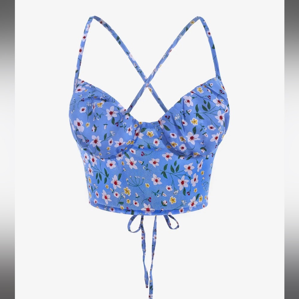 Small blue floral top